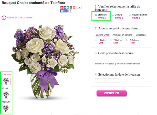 Fly conseils - Solution E-commerce - Optimiser page produit - Photos évolutives - Bouquet de fleur Teleflora