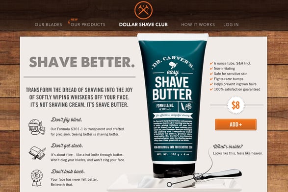 Fly conseils - Solution E-commerce - Optimiser page produit - Page produit efficace - Dollar shave club