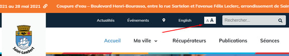 Exemple de site web offrant la possibilité d'agrandir la typographie.